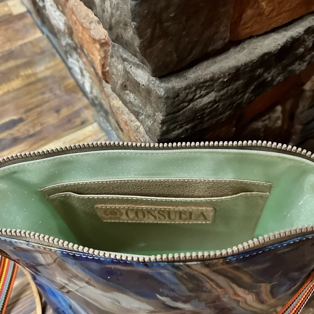 Consuela Artistic Blue and Tan Crossbody Bag - Picture 4 of 4